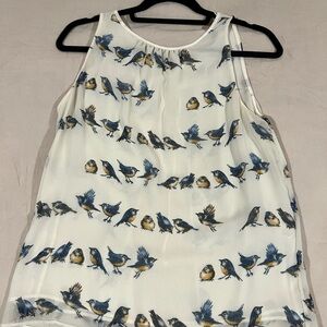 White Bird Print Sleeveless Top